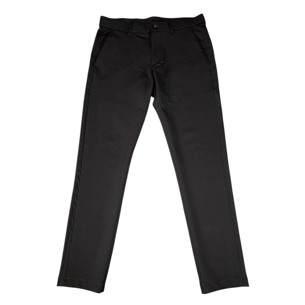 Plaid&Plain Mens Slim Fit Black Dress Pants Stretch Trousers 32W x 30L 7101#